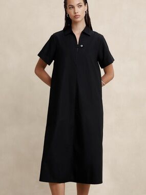 Banana Republic Black Tab Poplin Midi Dress